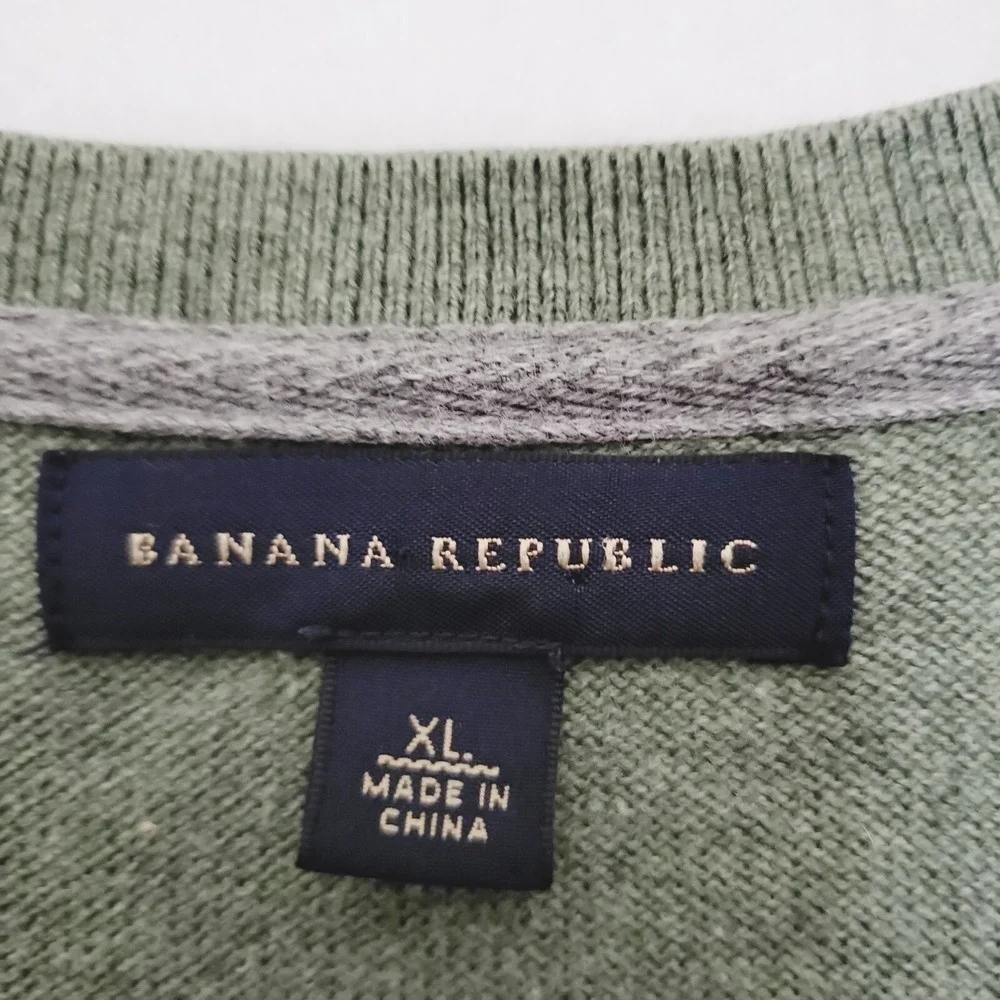 Banana Republic Cashmere Blend‎ Sweater Mens XL Green V-Neck Preppy Layers